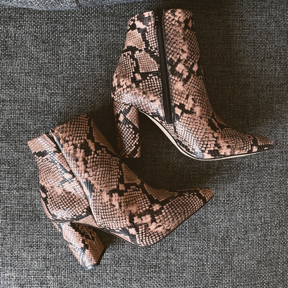 Call it Spring Pink Snakeskin Booties